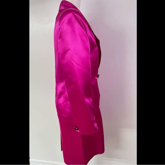 DVF Vintage 1990s Hot Pink Satin Suit — Blazer & Skirt + Bonus Gem Bracelets - Picture 4 of 16